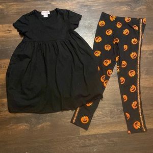 Ruffle Girl Black Top Girls 10 NWT Leggings Girls 10/12 Halloween